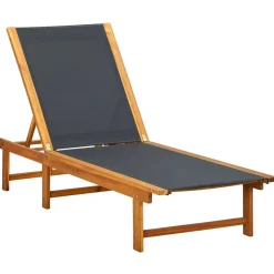 MAISON EXCLUSIVE - Chaise longue bois d'acacia solide et textilène