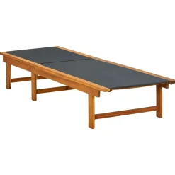 MAISON EXCLUSIVE - Chaise longue bois d'acacia solide et textilène
