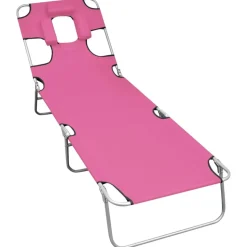 MAISON EXCLUSIVE - Chaise longue pliable avec coussin de tête acier rose magento