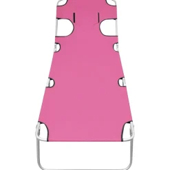 MAISON EXCLUSIVE - Chaise longue pliable avec coussin de tête acier rose magento