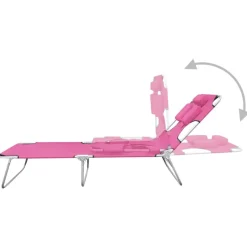 MAISON EXCLUSIVE - Chaise longue pliable avec coussin de tête acier rose magento