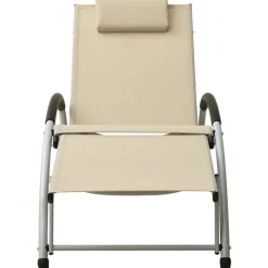 MAISON EXCLUSIVE - Chaise longue avec oreiller textilène crème