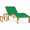 MAISON EXCLUSIVE - Chaise longue de jardin avec table et coussin pin imprégné
