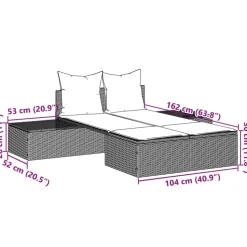 MAISON EXCLUSIVE - Chaise longue double avec coussins marron résine tressée