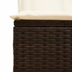 MAISON EXCLUSIVE - Chaise longue double avec toit et rideaux marron résine tressée