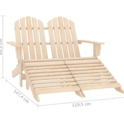 MAISON EXCLUSIVE - Chaise de jardin adirondack 2 places et repose-pied sapin