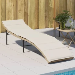 MAISON EXCLUSIVE - Chaise longue avec coussin beige 55x199x50 cm résine tressée