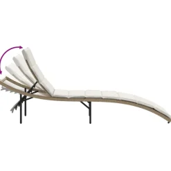 MAISON EXCLUSIVE - Chaise longue avec coussin beige 55x199x50 cm résine tressée