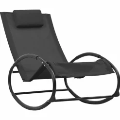 MAISON EXCLUSIVE - Chaise longue avec oreiller acier et textilène noir