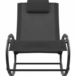 MAISON EXCLUSIVE - Chaise longue avec oreiller acier et textilène noir