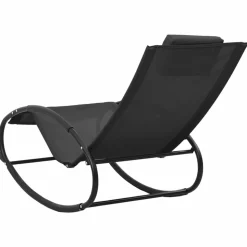 MAISON EXCLUSIVE - Chaise longue avec oreiller acier et textilène noir