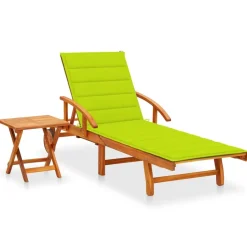 MAISON EXCLUSIVE - Chaise longue de jardin avec table et coussin bois d'acacia
