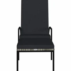 MAISON EXCLUSIVE - Chaise longue avec repose-pied résine tressée gris