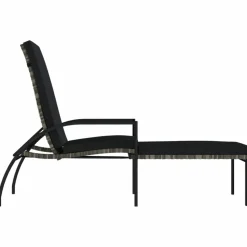 MAISON EXCLUSIVE - Chaise longue avec repose-pied résine tressée gris