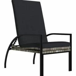 MAISON EXCLUSIVE - Chaise longue avec repose-pied résine tressée gris