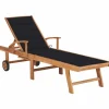 MAISON EXCLUSIVE - Chaise longue avec coussin noir bois de teck solide