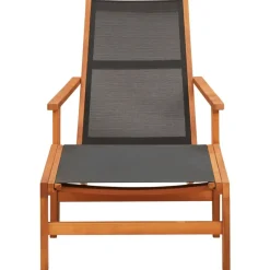 MAISON EXCLUSIVE - Chaise de jardin et repose-pied eucalyptus solide et textilène