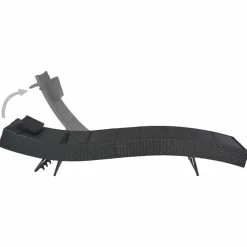 MAISON EXCLUSIVE - Chaise longue résine tressée et textilène noir