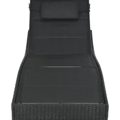MAISON EXCLUSIVE - Chaise longue résine tressée et textilène noir