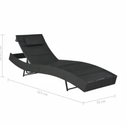 MAISON EXCLUSIVE - Chaise longue résine tressée et textilène noir