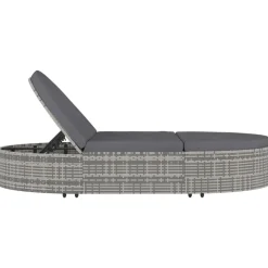 MAISON EXCLUSIVE - Chaise longue à 2 places avec coussins résine tressée gris