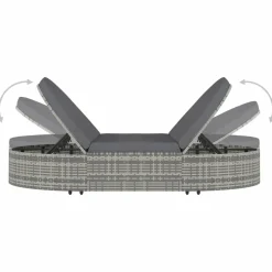 MAISON EXCLUSIVE - Chaise longue à 2 places avec coussins résine tressée gris