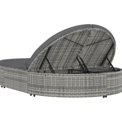 MAISON EXCLUSIVE - Chaise longue à 2 places avec coussins résine tressée gris