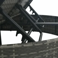 MAISON EXCLUSIVE - Chaise longue à 2 places avec coussins résine tressée gris