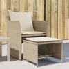 MAISON EXCLUSIVE - Chaise de jardin avec tabouret beige résine tressée