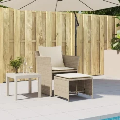 MAISON EXCLUSIVE - Chaise de jardin avec tabouret beige résine tressée