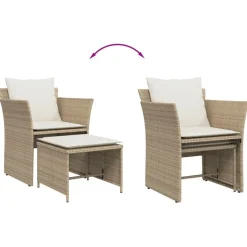 MAISON EXCLUSIVE - Chaise de jardin avec tabouret beige résine tressée