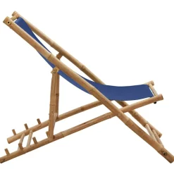 MAISON EXCLUSIVE - Chaise de terrasse bambou et toile bleu marine