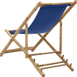MAISON EXCLUSIVE - Chaise de terrasse bambou et toile bleu marine