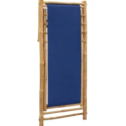 MAISON EXCLUSIVE - Chaise de terrasse bambou et toile bleu marine
