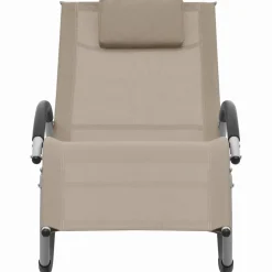 MAISON EXCLUSIVE - Chaise longue avec oreiller taupe textilène