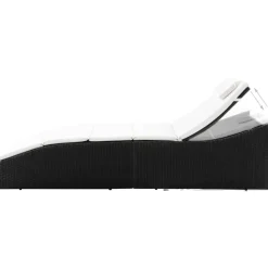 MAISON EXCLUSIVE - Chaise longue avec coussin résine tressée noir
