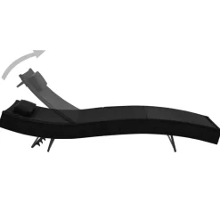 MAISON EXCLUSIVE - Chaise longue avec oreiller résine tressée noir