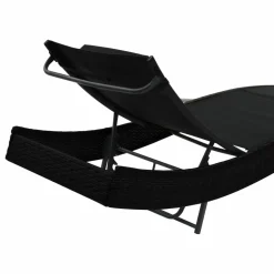 MAISON EXCLUSIVE - Chaise longue avec oreiller résine tressée noir