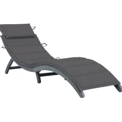 MAISON EXCLUSIVE - Chaise longue avec coussin gris bois d'acacia solide