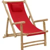 MAISON EXCLUSIVE - Chaise de terrasse bambou et toile rouge