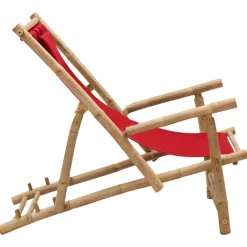 MAISON EXCLUSIVE - Chaise de terrasse bambou et toile rouge