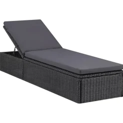 MAISON EXCLUSIVE - Chaise longue résine tressée noir et gris foncé