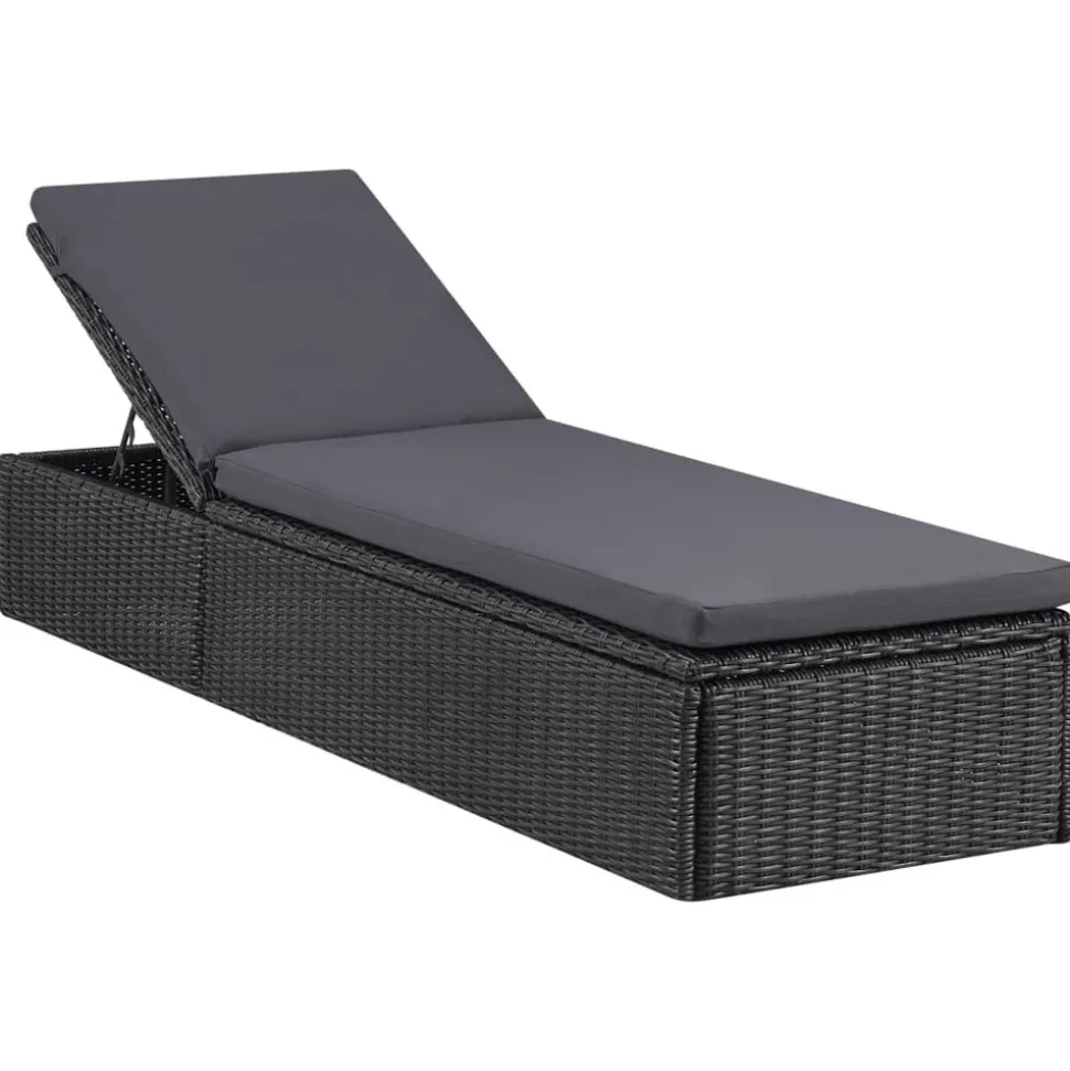 MAISON EXCLUSIVE - Chaise longue résine tressée noir et gris foncé