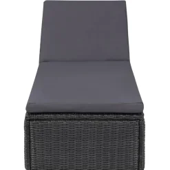MAISON EXCLUSIVE - Chaise longue résine tressée noir et gris foncé