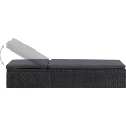 MAISON EXCLUSIVE - Chaise longue résine tressée noir et gris foncé