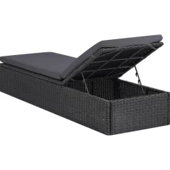 MAISON EXCLUSIVE - Chaise longue résine tressée noir et gris foncé
