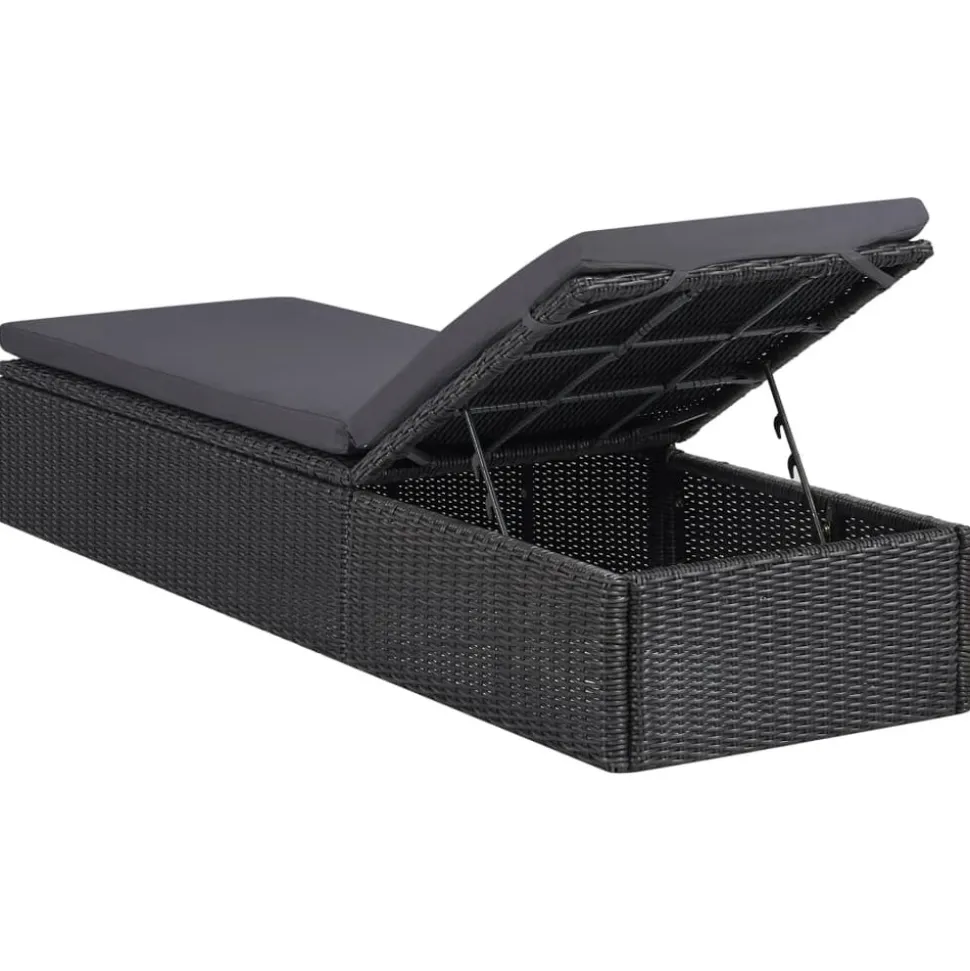 MAISON EXCLUSIVE - Chaise longue résine tressée noir et gris foncé
