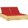 MAISON EXCLUSIVE - Chaise longue double et coussins rouge bois de pin imprégné