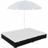 MAISON EXCLUSIVE - Chaise longue d'extérieur avec parasol résine tressée noir