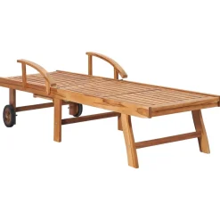 MAISON EXCLUSIVE - Chaise longue avec coussin crème bois de teck solide